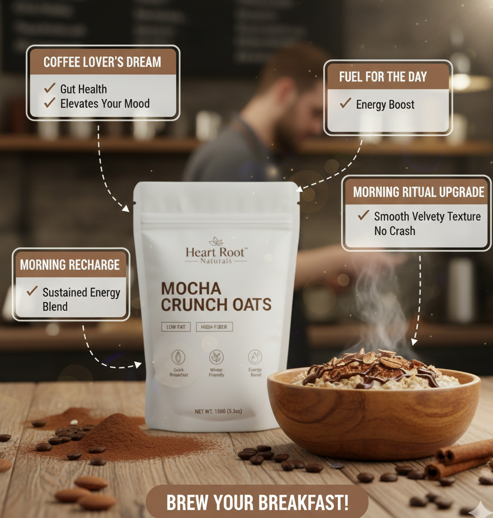 Mocha Crunch Oats – Low-Fat Chocolate Coffee Oats with Almond Crunch